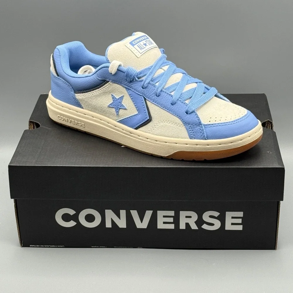 Converse Men's 9 Sneakers Leather Blue Pro Blaze Streetwear A14245C Women's 10.5